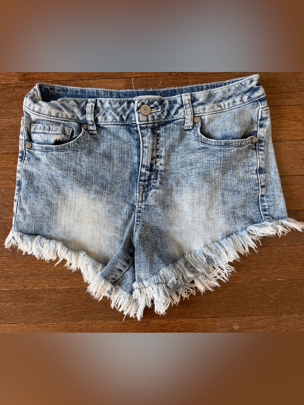 Altar’d State Acid Wash Fringe Denim Shorts